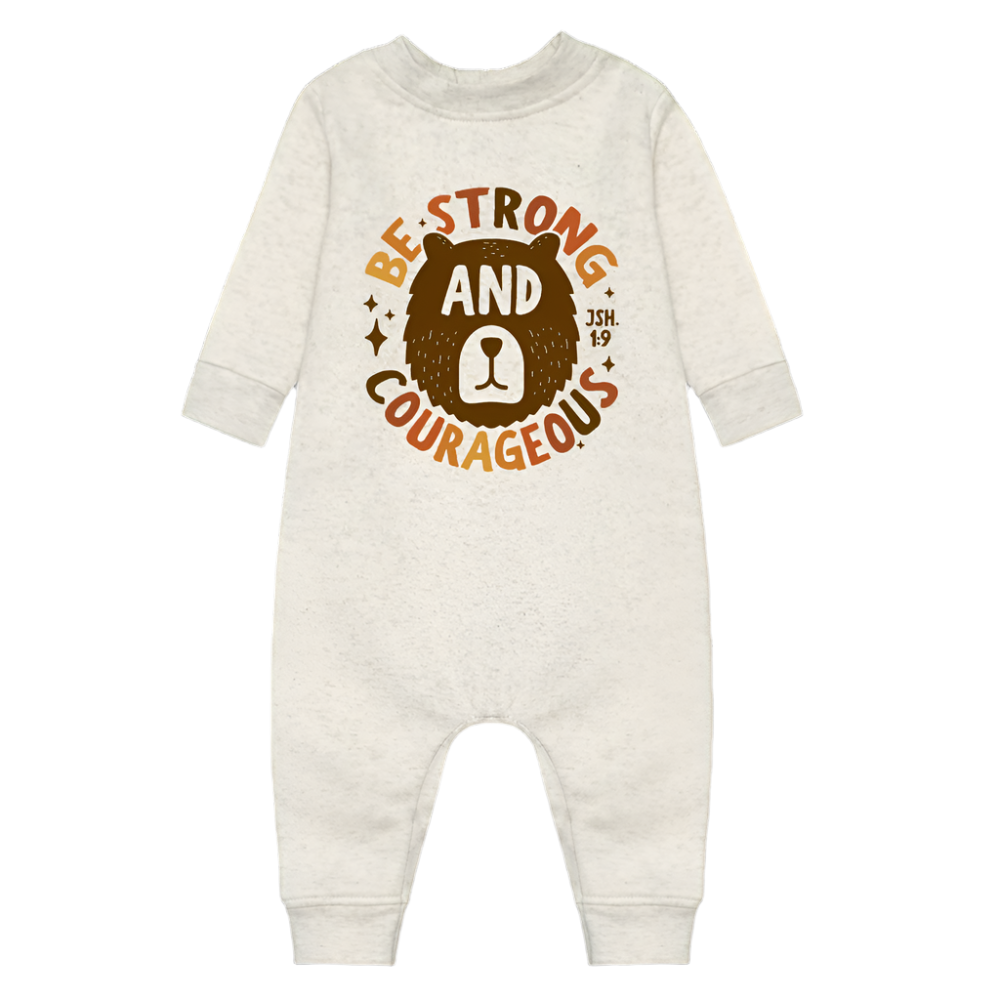 Be Strong and Courageous (Color) Fleece Baby Onesie Bodysuit - heather oatmeal