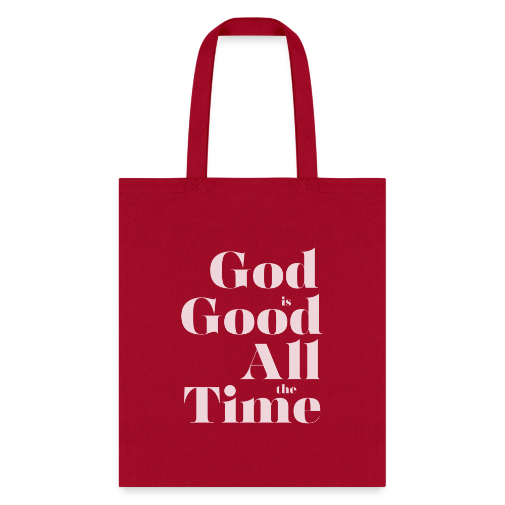 God is Good All the Time Tote Bag - red