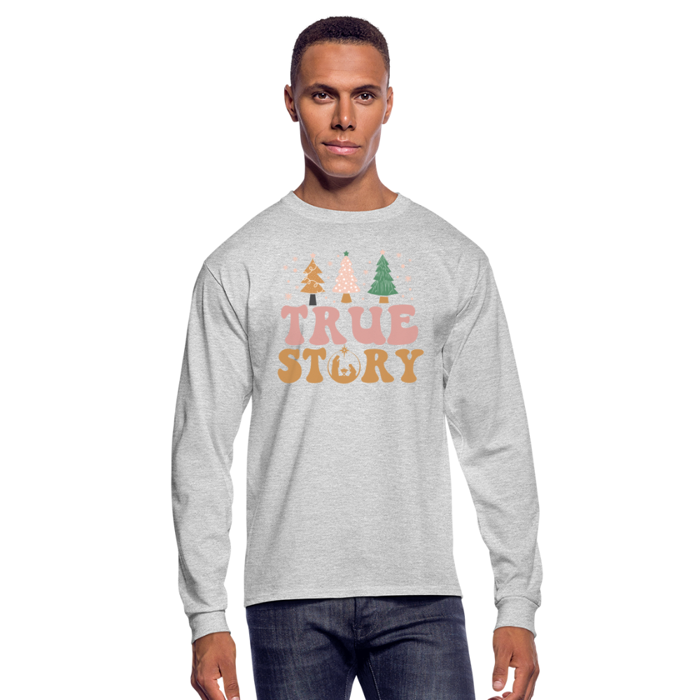 True Story Christmas Family Men's Long Sleeve T-Shirt - heather gray