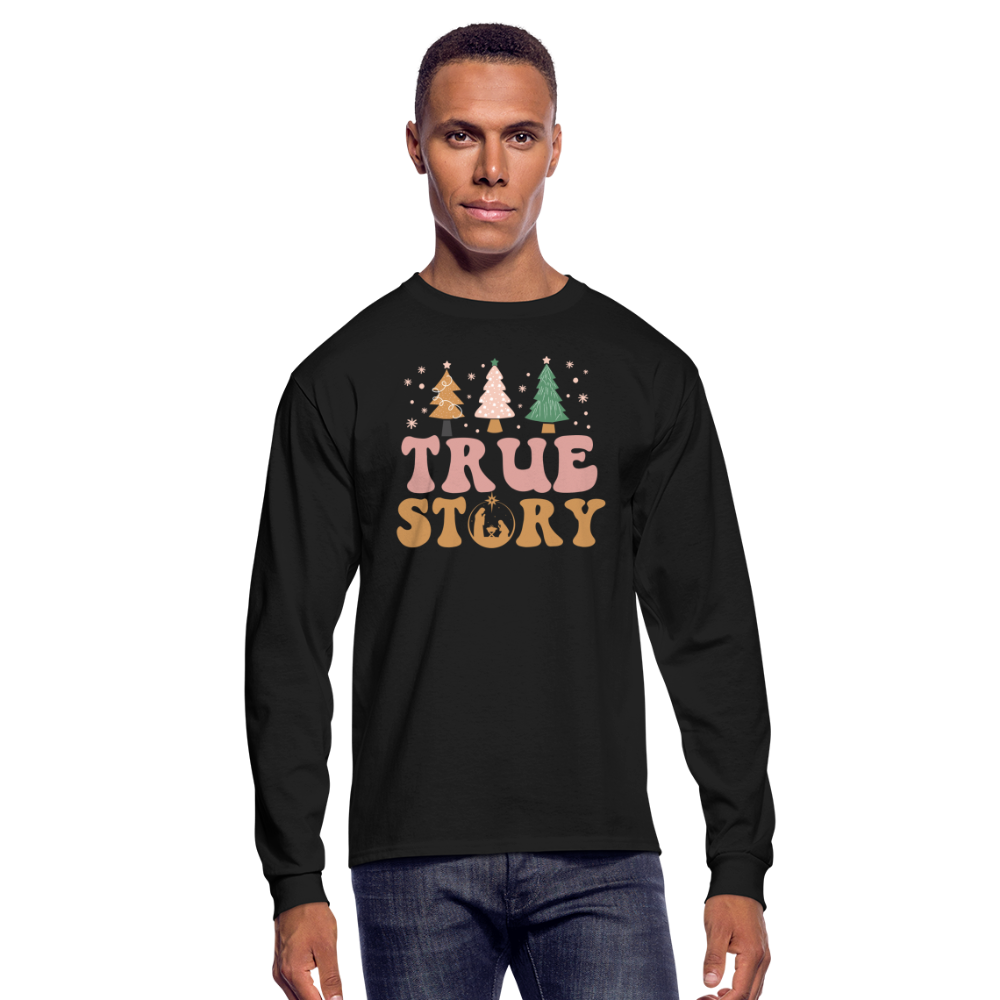 True Story Christmas Family Men's Long Sleeve T-Shirt - black