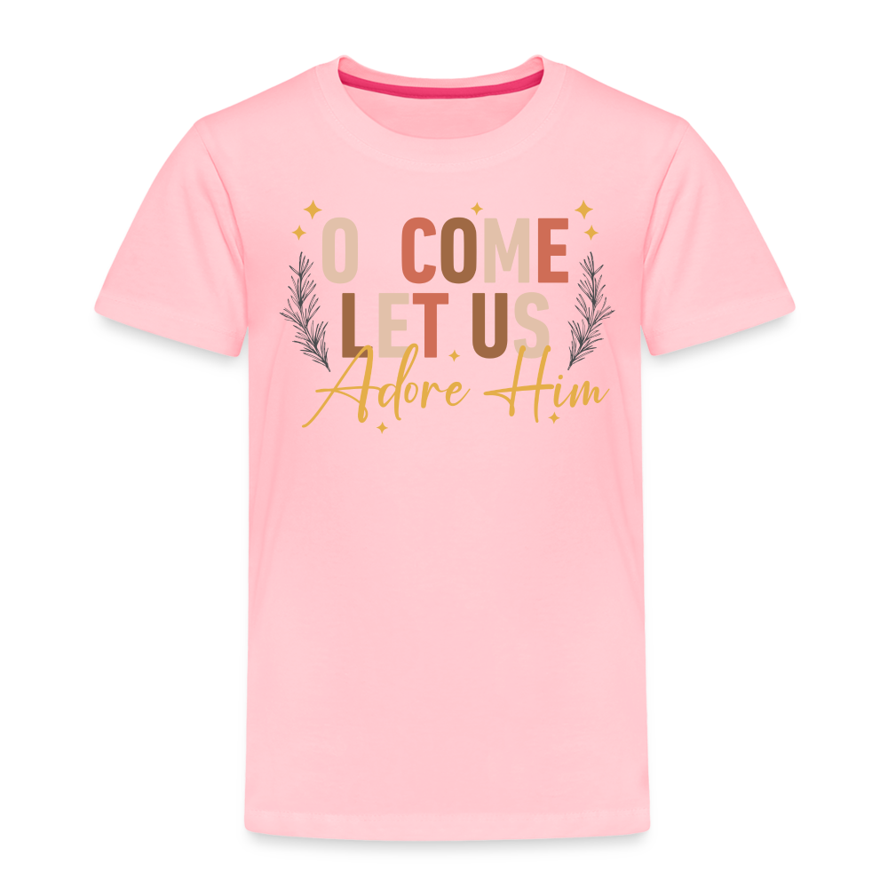 O Come Let us Adore Him Christmas Toddler Shirt - pink