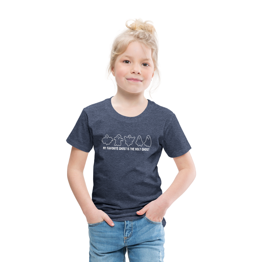 My Favorite Ghost is the Holy Ghost (Outline) Toddler T-Shirt - heather blue