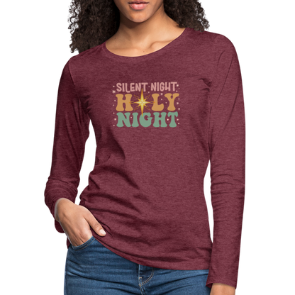 Silent Night Christmas Family Women's Premium Long Sleeve T-Shirt - heather burgundy