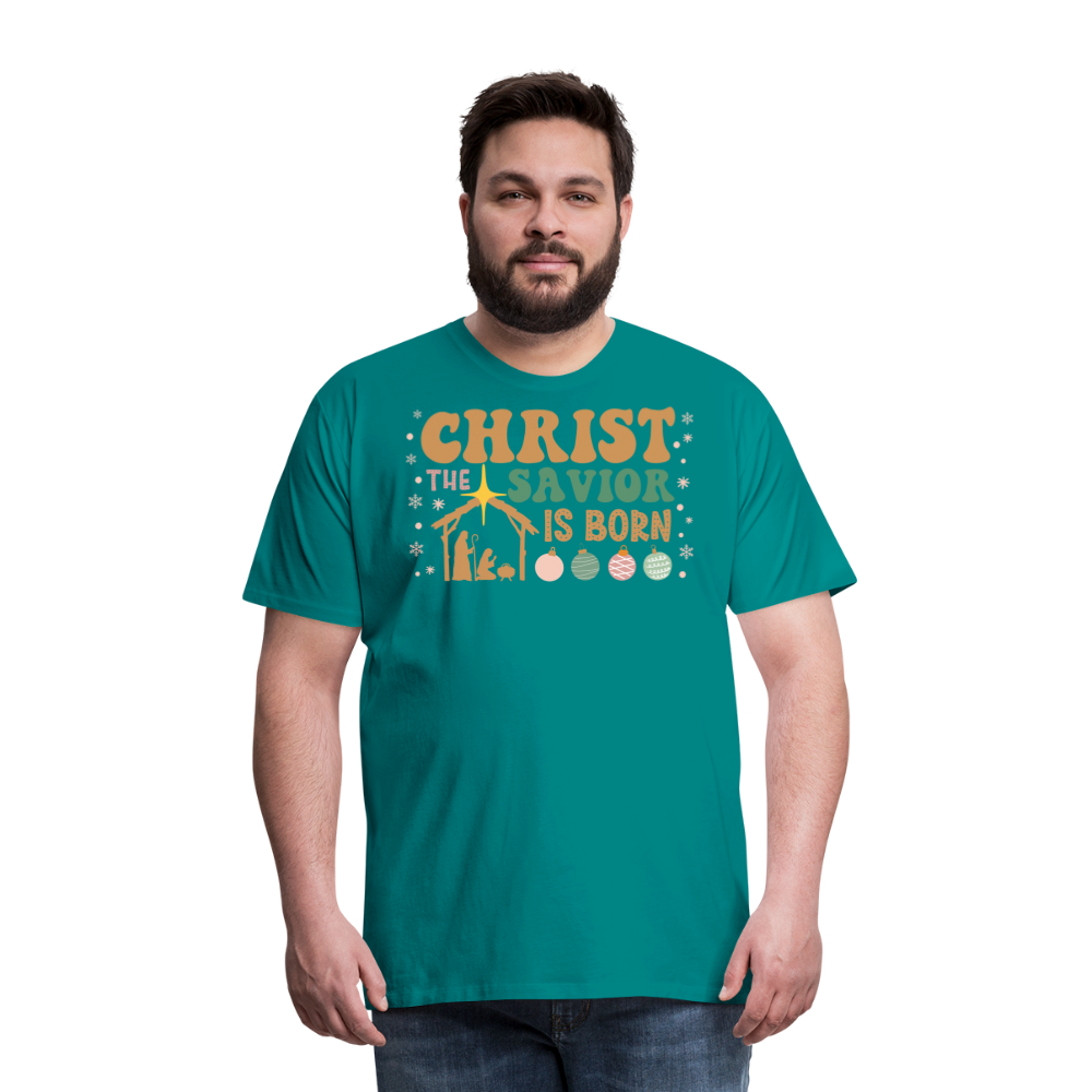 Christ the Savior is Born Christmas Family Men's Premium T-Shirt - teal