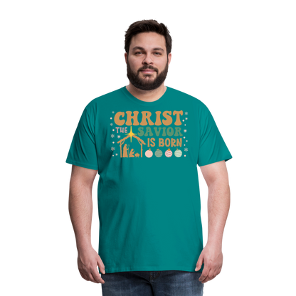 Christ the Savior is Born Christmas Family Men's Premium T-Shirt - teal