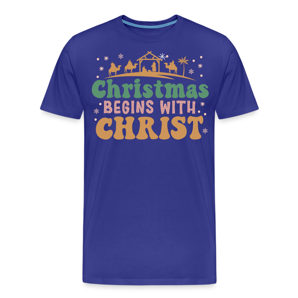 Christmas Begins with Christ is Born Christmas Family Men's Premium T-Shirt - royal blue