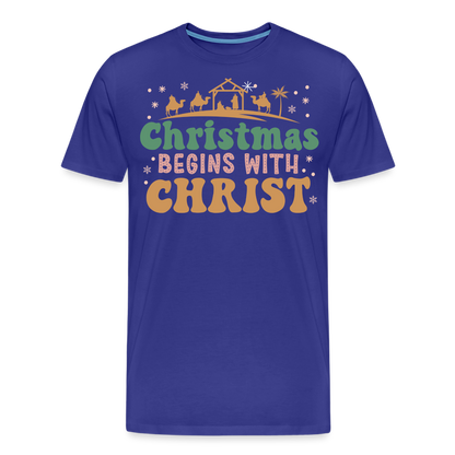 Christmas Begins with Christ is Born Christmas Family Men's Premium T-Shirt - royal blue