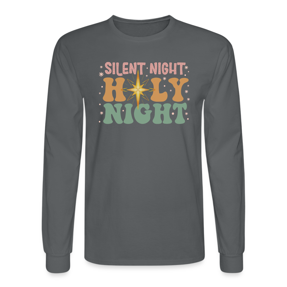 Silent Night Christmas Family Men's Long Sleeve T-Shirt - charcoal