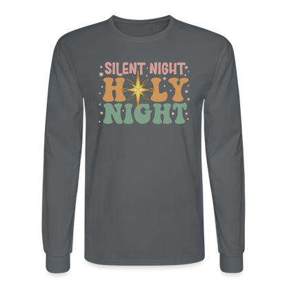 Silent Night Christmas Family Men's Long Sleeve T-Shirt - charcoal