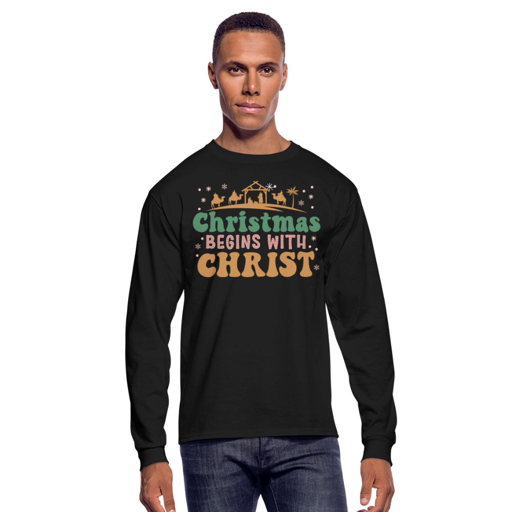 Christmas Begins with Christ Christmas Family Men's Long Sleeve T-Shirt - black