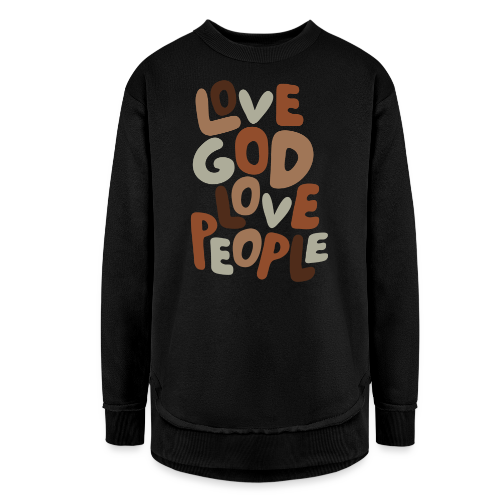 Love God Love People Women's Long Sleeve Weekend Tunic - black