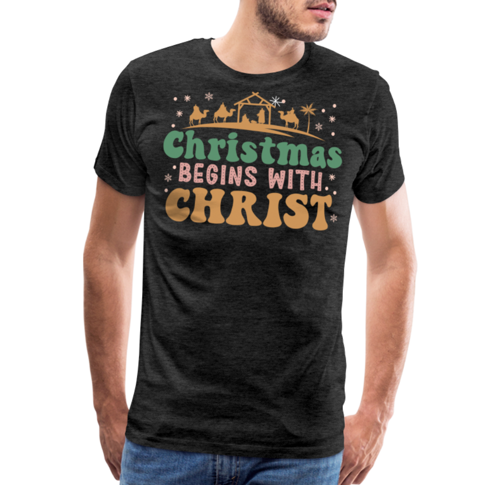 Christmas Begins with Christ is Born Christmas Family Men's Premium T-Shirt - charcoal grey