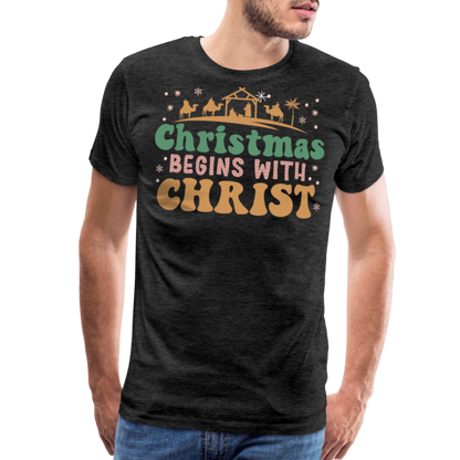 Christmas Begins with Christ is Born Christmas Family Men's Premium T-Shirt - charcoal grey