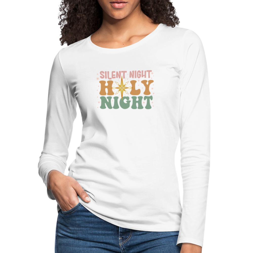 Silent Night Christmas Family Women's Premium Long Sleeve T-Shirt - white