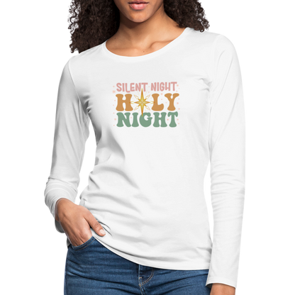 Silent Night Christmas Family Women's Premium Long Sleeve T-Shirt - white