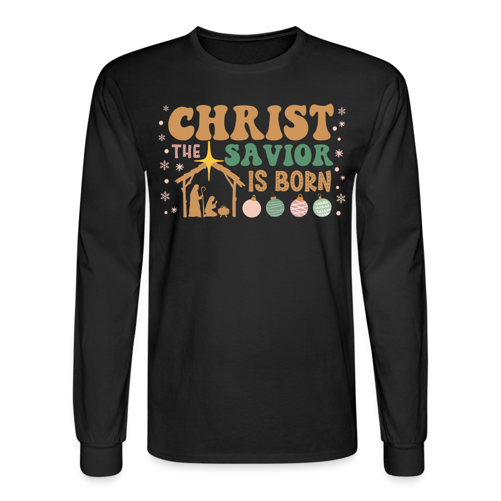 Christ the Savior is Born Christmas Family Men's Long Sleeve T-Shirt - black