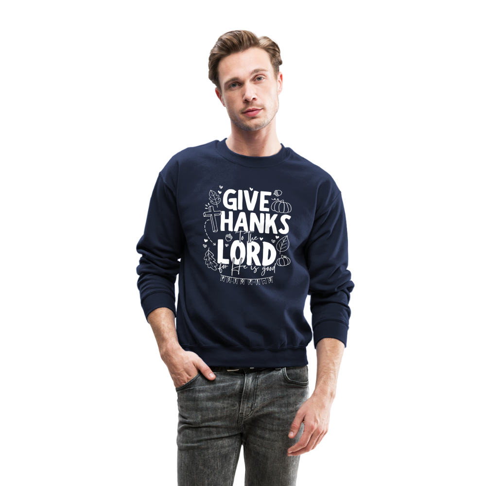 Give Thanks to the Lord (W) Men's Sweater - navy