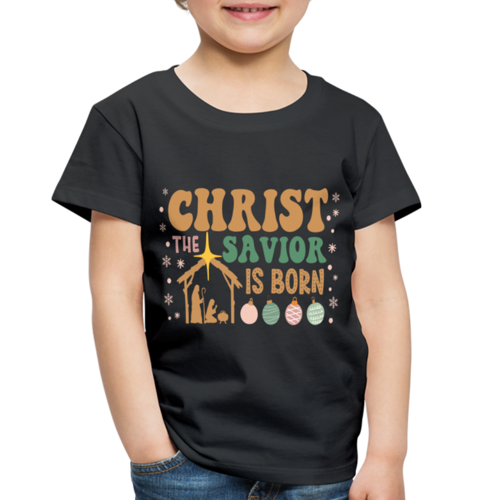 Christ the Savior is Born Christmas Family Toddler Premium T-Shirt - black