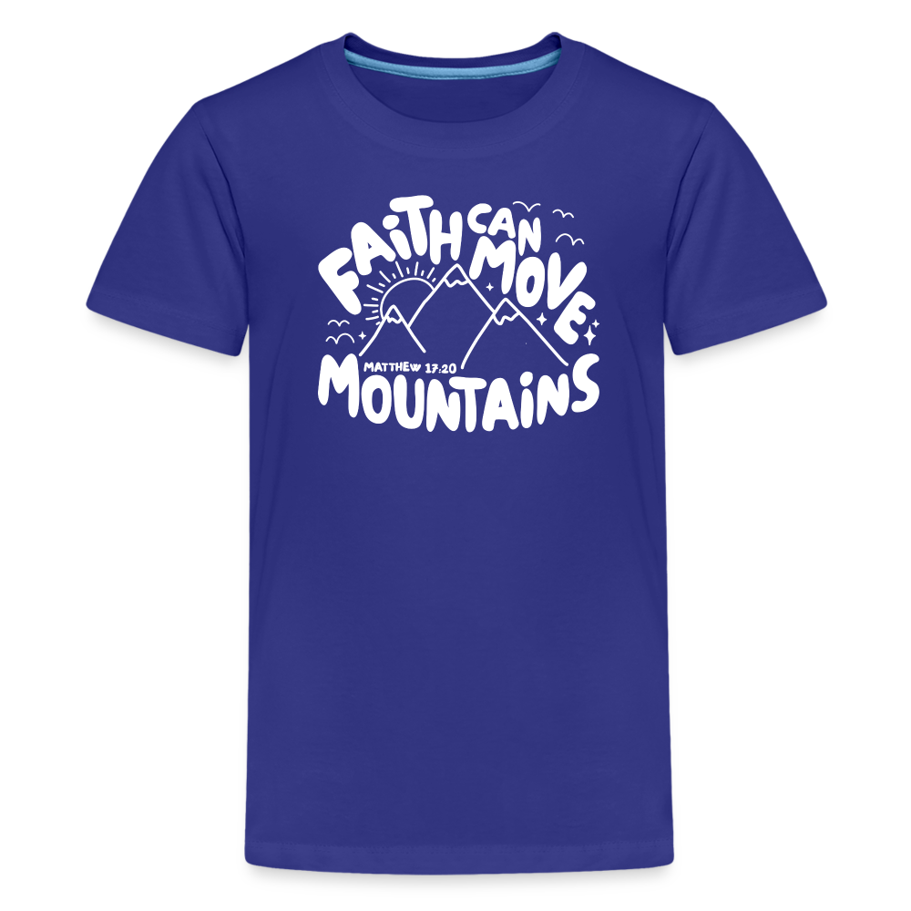 Faith Can Move Mountains (W) Kid's T-Shirt - royal blue