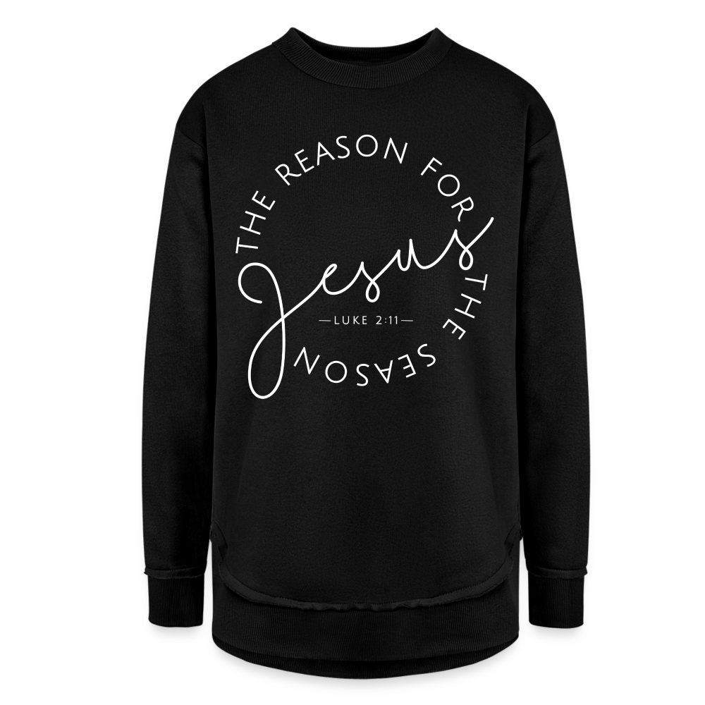 The Reason for the Season (W) Christmas Women's Weekend Tunic Fleece Sweatshirt - black