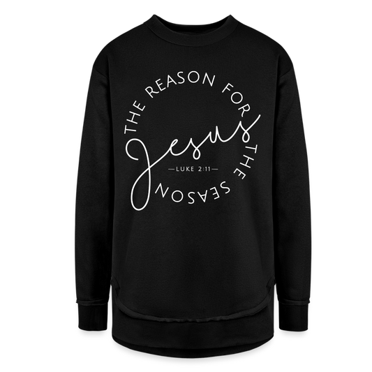 The Reason for the Season (W) Christmas Women's Weekend Tunic Fleece Sweatshirt - black