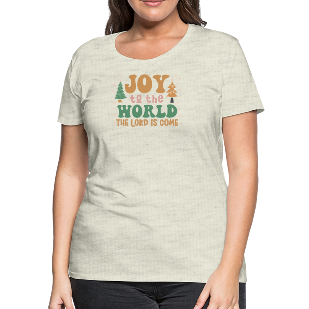 Joy to the World Christmas Family Women’s Premium T-Shirt - heather oatmeal