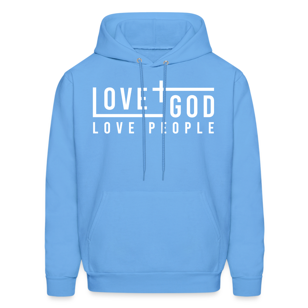 Love God Love People Men's Hoodie - carolina blue