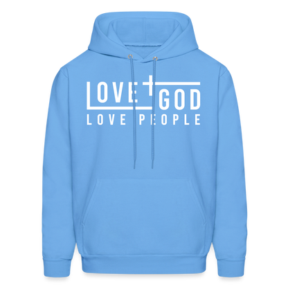 Love God Love People Men's Hoodie - carolina blue