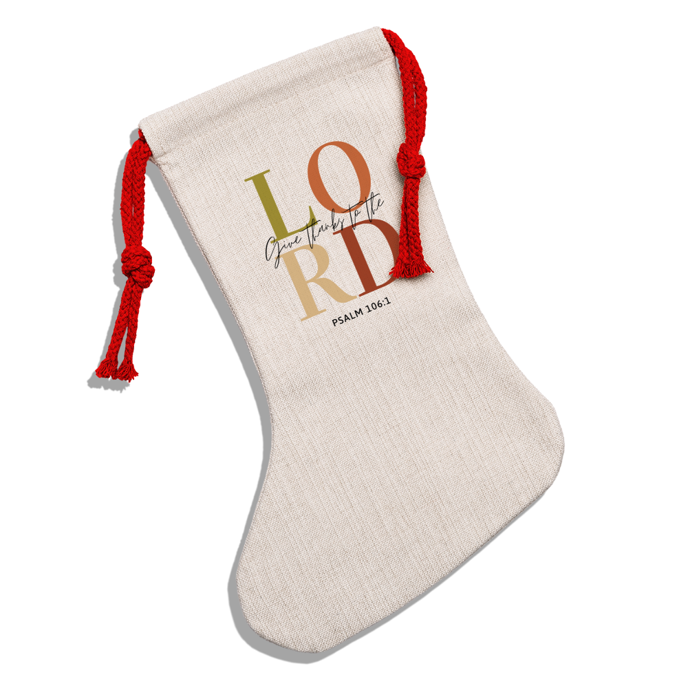 Gift Thanks to the Lord Natural Holiday Stocking - natural