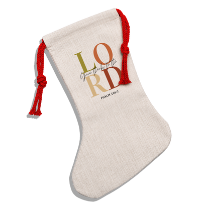 Gift Thanks to the Lord Natural Holiday Stocking - natural