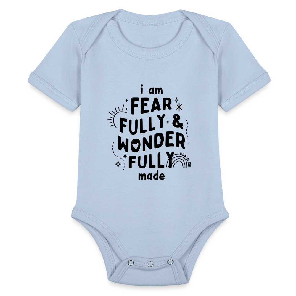 I am Fearfully & Wonderfully Made Baby Onesie Bodysuit - sky