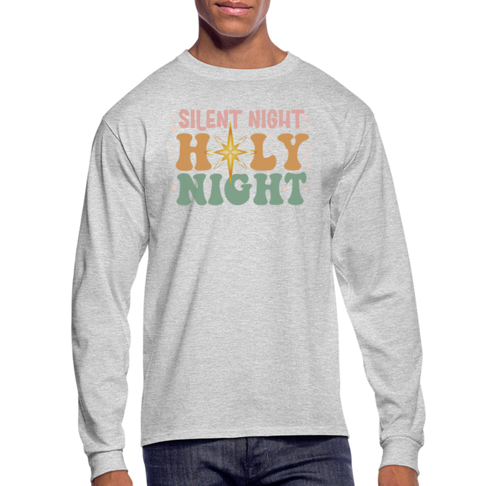 Silent Night Christmas Family Men's Long Sleeve T-Shirt - heather gray