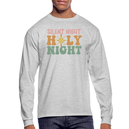 Silent Night Christmas Family Men's Long Sleeve T-Shirt - heather gray