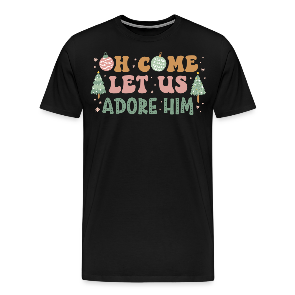 Oh Come Let Us Adore Him Christmas Family Men's Premium T-Shirt - black