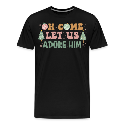 Oh Come Let Us Adore Him Christmas Family Men's Premium T-Shirt - black