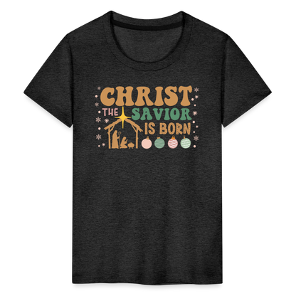 Christ the Savior is Born Christmas Family Kids' Premium T-Shirt - charcoal grey