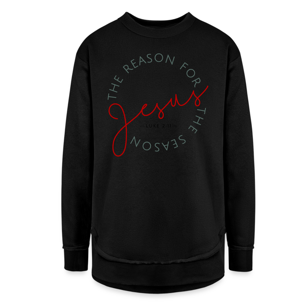 The Reason for the Season Christmas Women's Weekend Tunic Fleece Sweatshirt - black