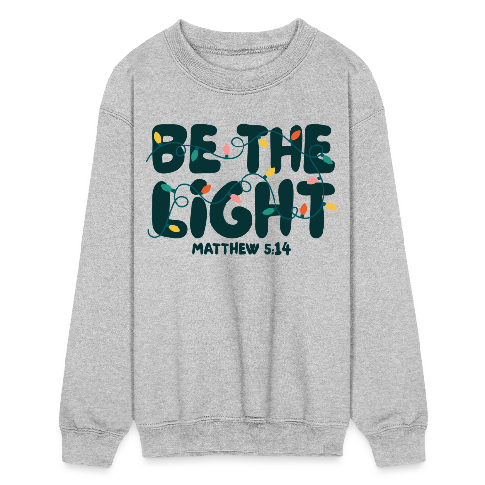 Be the Light Christmas Kid's Long Sleeve Sweater - heather gray