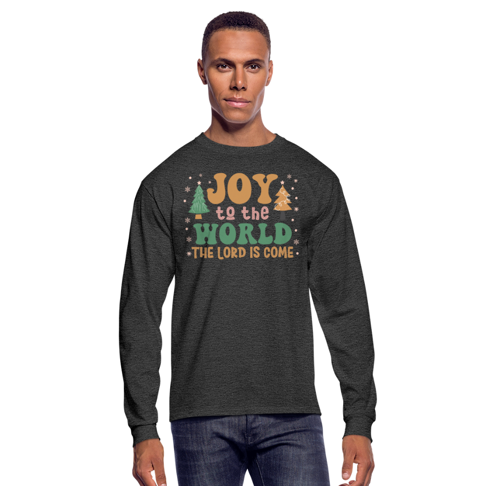 Joy to the World Christmas Family Men's Long Sleeve T-Shirt - heather black