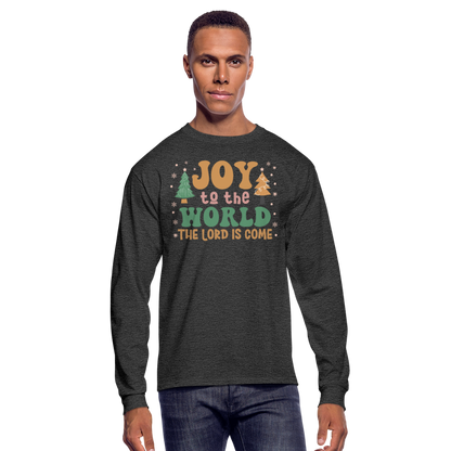 Joy to the World Christmas Family Men's Long Sleeve T-Shirt - heather black