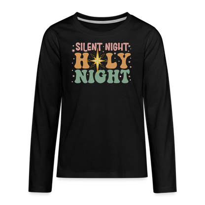 Silent Night Christmas Family Kids' Premium Long Sleeve T-Shirt - black