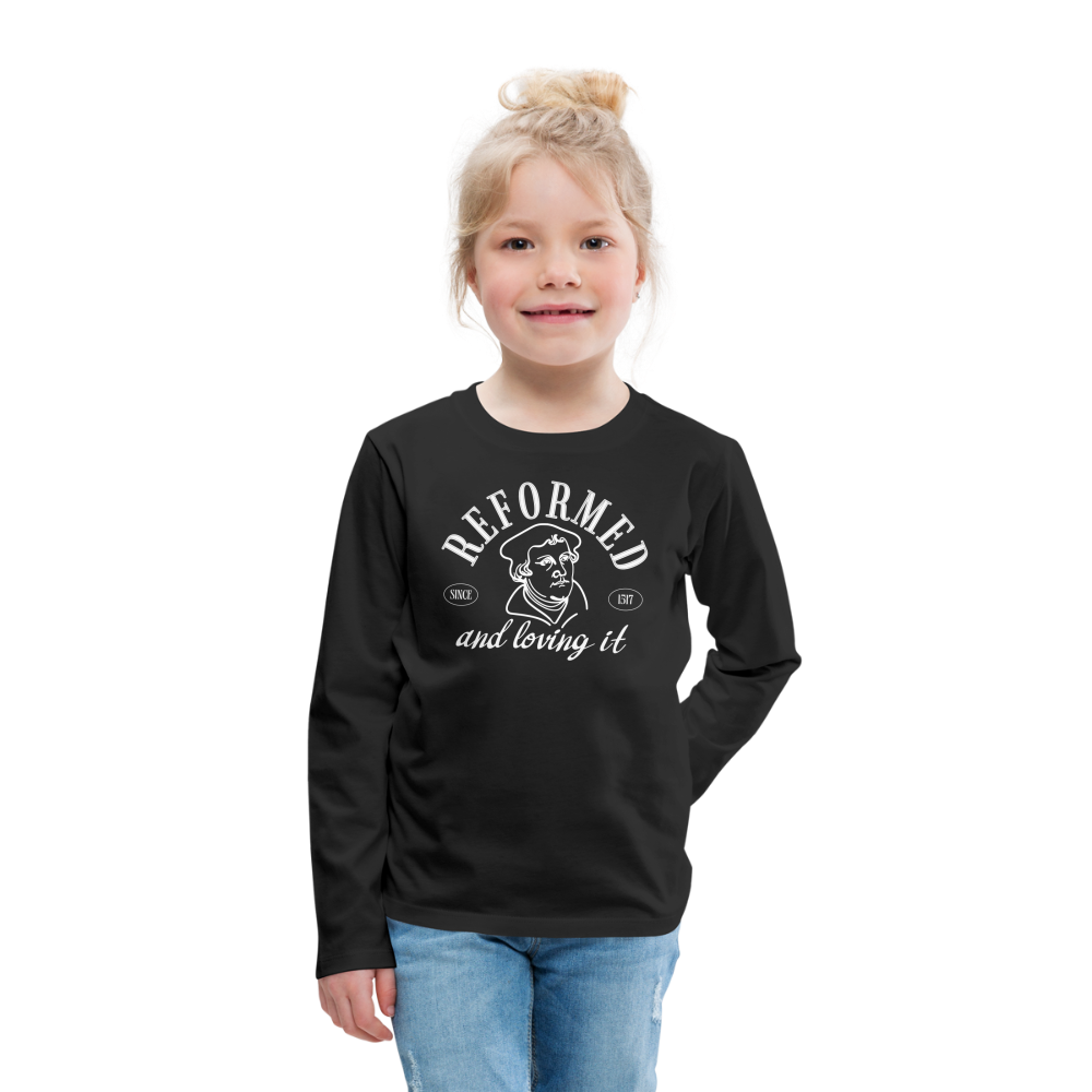 Reformed & Loving It (W) Reformation Day Kid's Long Sleeve Shirt - black