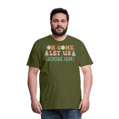 Oh Come Let Us Adore Him Christmas Family Men's Premium T-Shirt - olive green