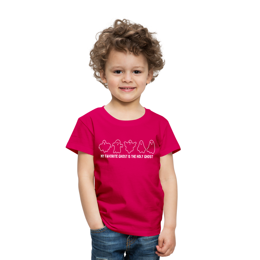 My Favorite Ghost is the Holy Ghost (Outline) Toddler T-Shirt - dark pink