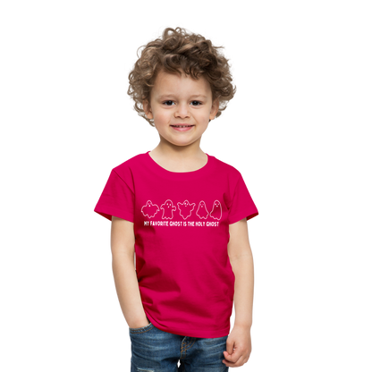 My Favorite Ghost is the Holy Ghost (Outline) Toddler T-Shirt - dark pink