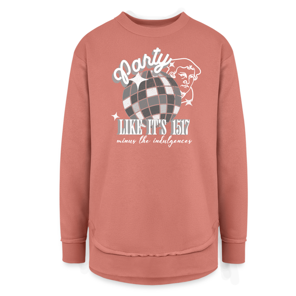 Party Like its 1517 (W) Reformation Day Women's Weekend Tunic Fleece Sweatshirt - mauve