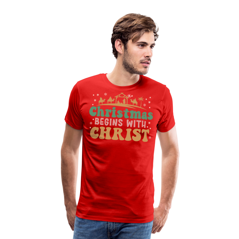 Christmas Begins with Christ is Born Christmas Family Men's Premium T-Shirt - red