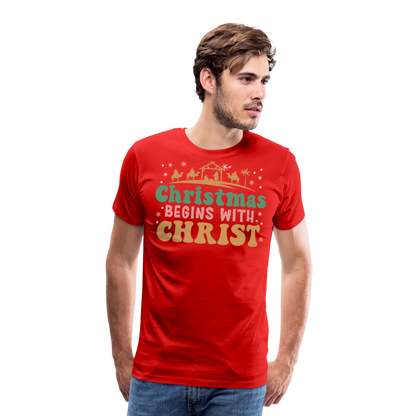 Christmas Begins with Christ is Born Christmas Family Men's Premium T-Shirt - red