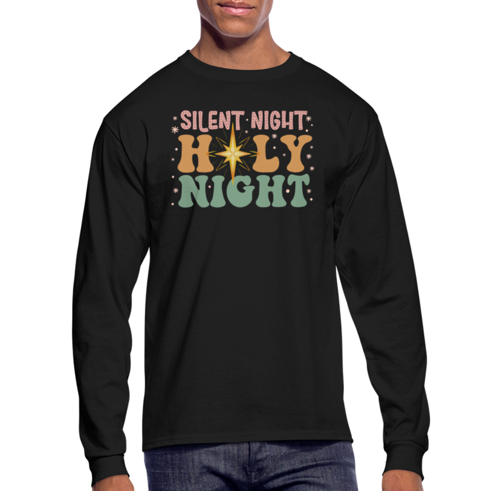 Silent Night Christmas Family Men's Long Sleeve T-Shirt - black