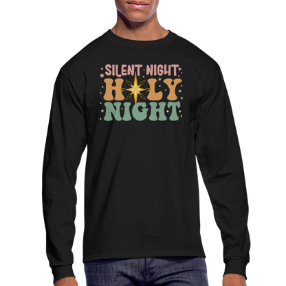 Silent Night Christmas Family Men's Long Sleeve T-Shirt - black